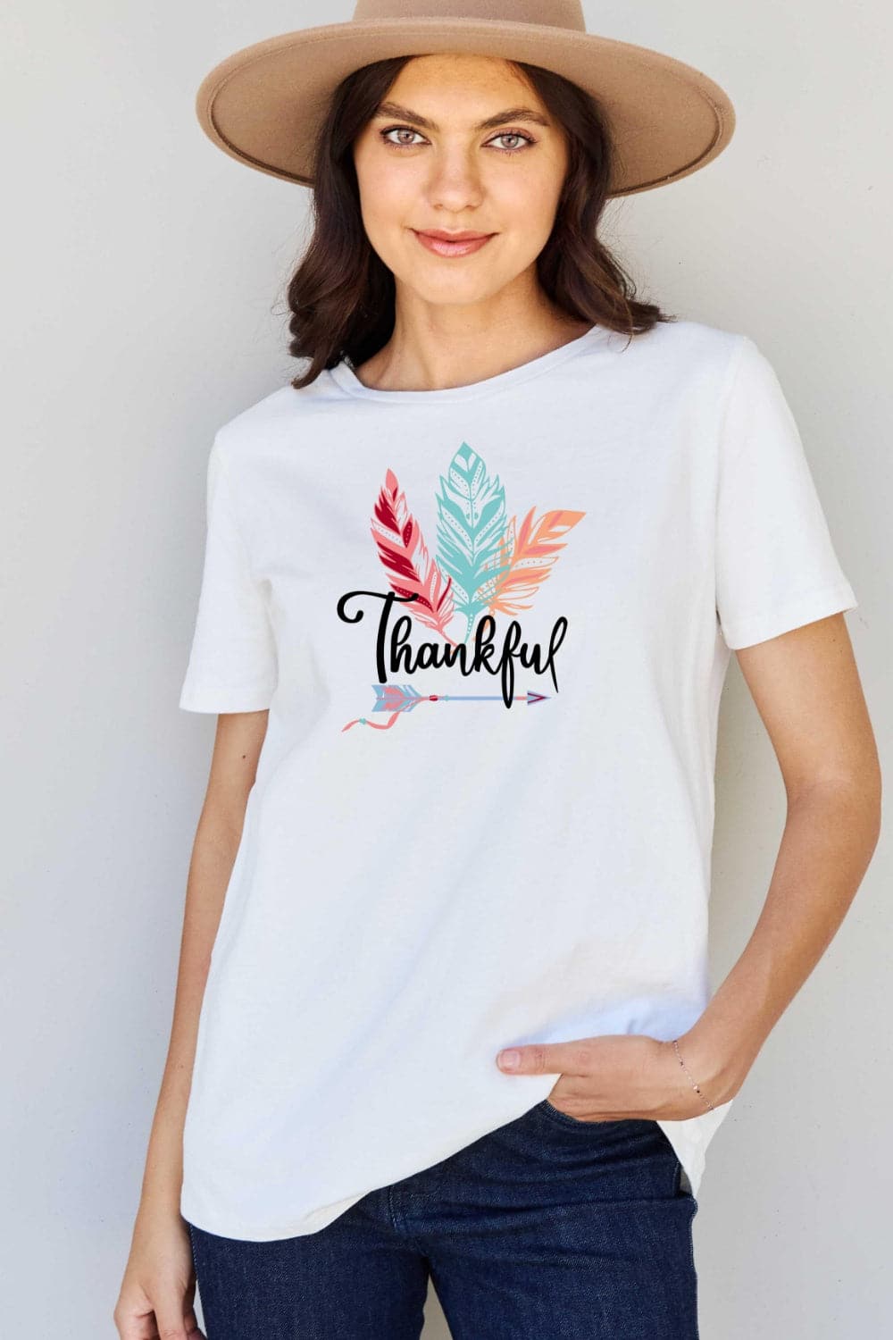 Simply Love Full Size THANKFUL Graphic T-Shirt.