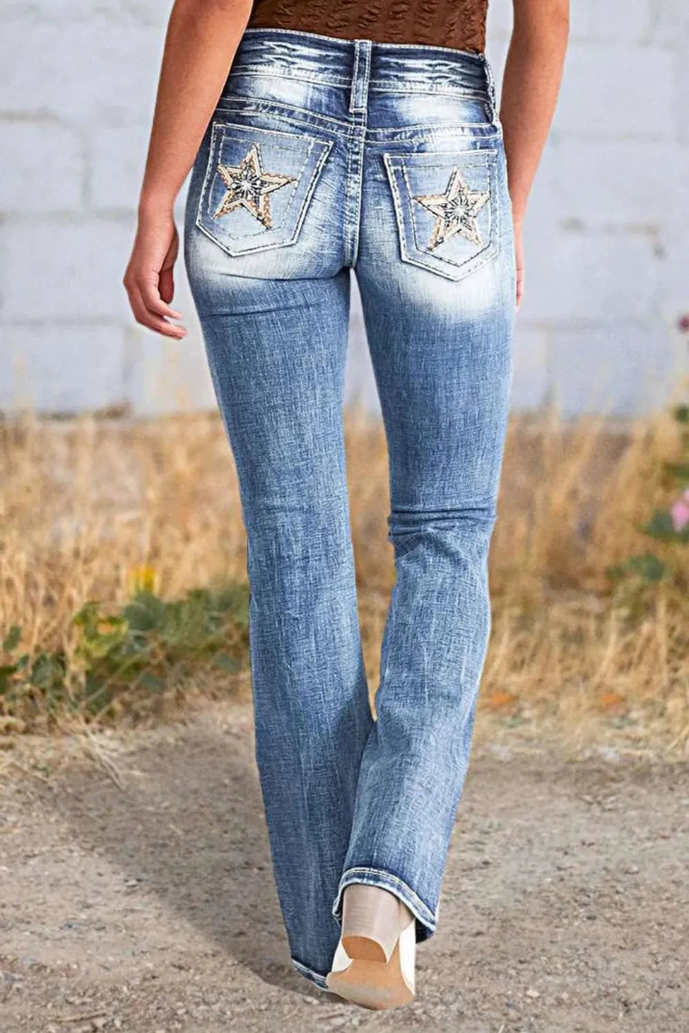 Star Embroidered Bootcut Jeans Coco’s Tee Boutique