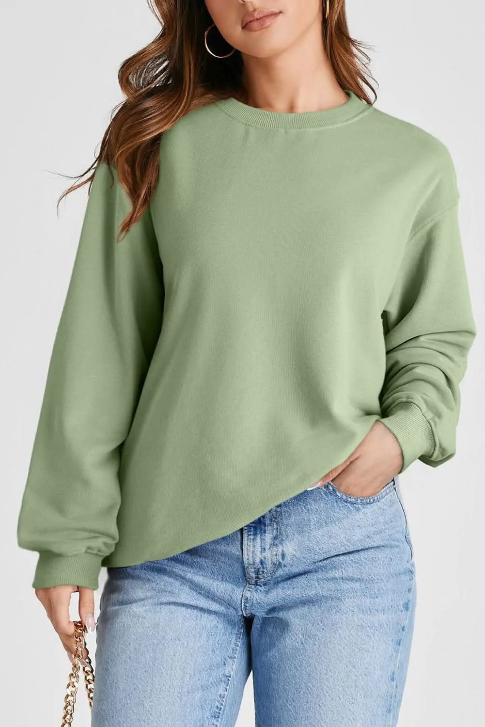 Smoke green drop shoulder sweatshirt - Love Salve 
