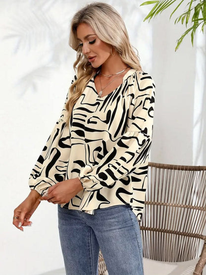 Chic Sheer Notched Sleeve Blouse