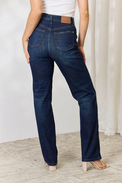 Judy Blue Full Size Button-Fly Straight Jeans.