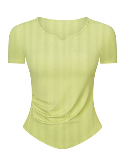 Notched Short Sleeve Active T-Shirt.