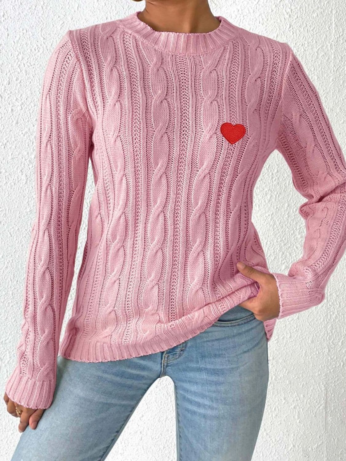 Cozy heart cable-knit sweater