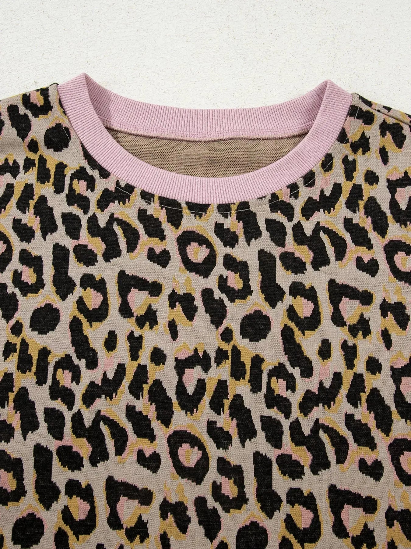 Leopard Print Lounge Set With Pink Trim Drawstring Shorts And Long Sleeve Top Simply Love