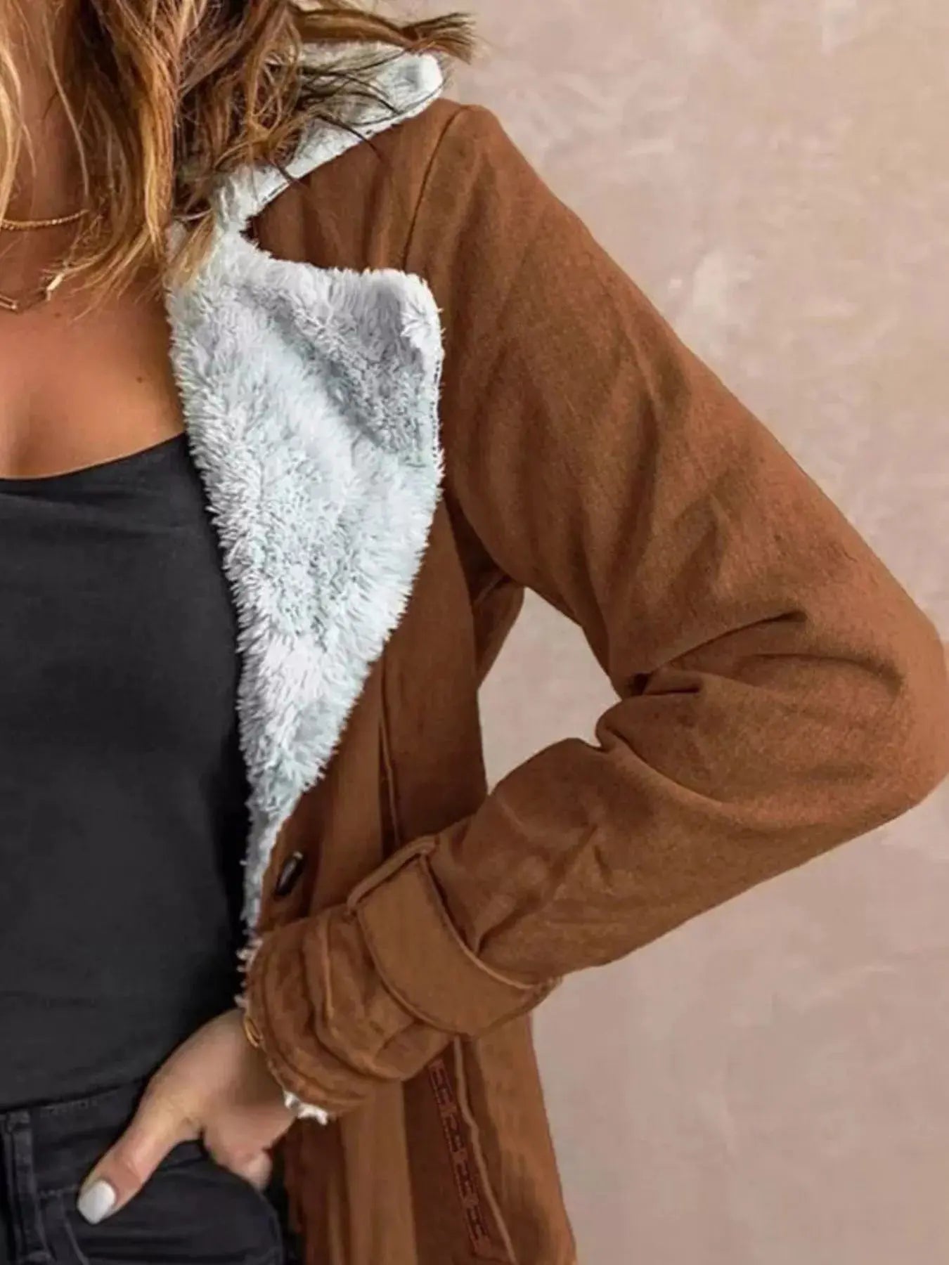 Full Size Sherpa Lined Button Up Outerwear Plus Size Simply Love