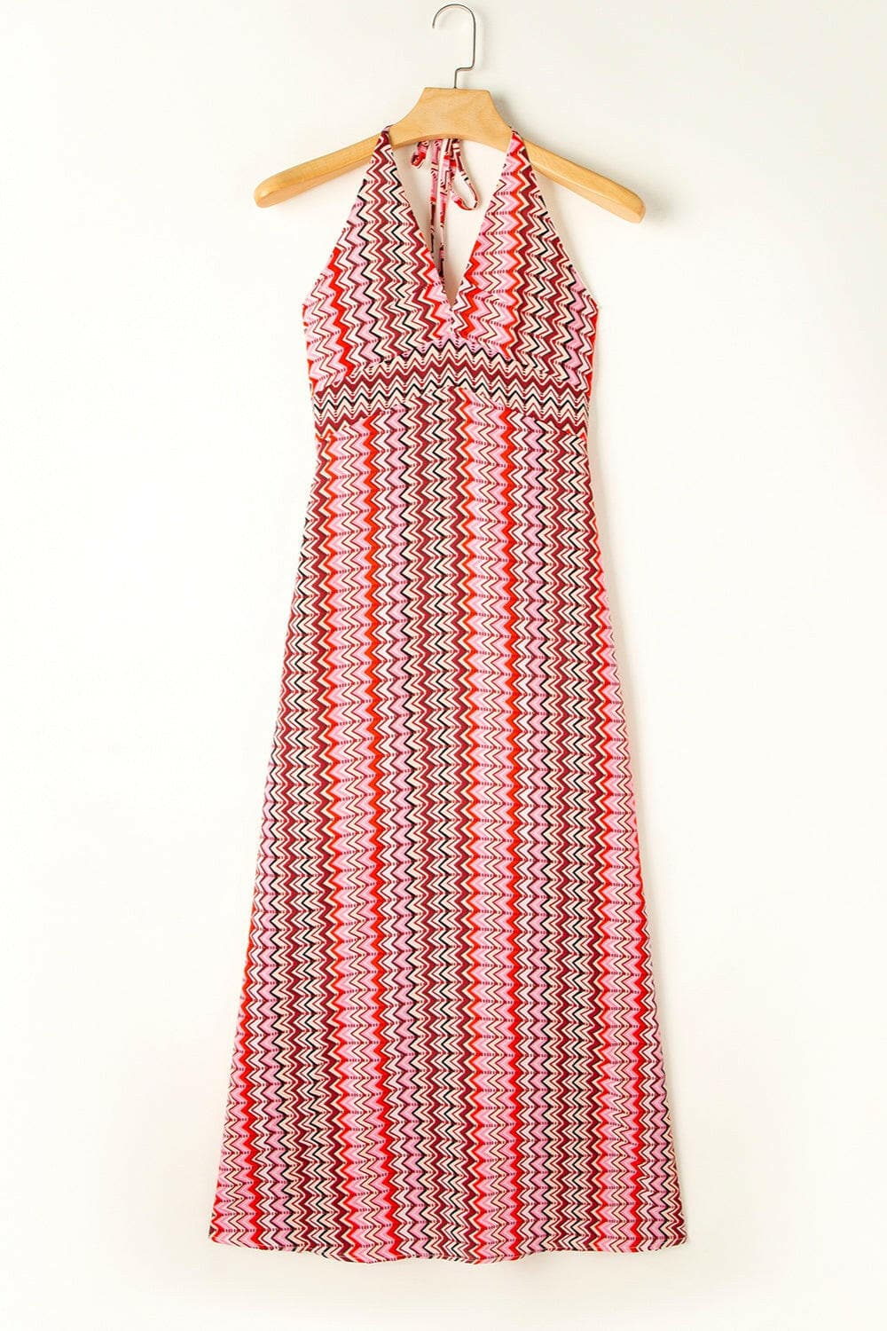 Slit Printed Halter Neck Dress.