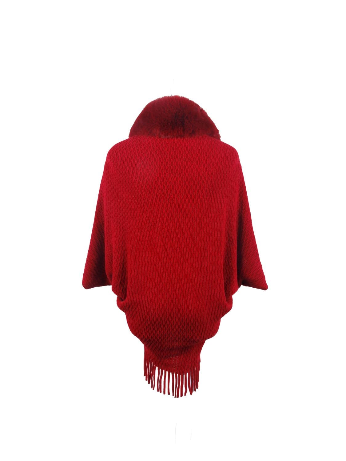 Open Front Fringe Hem Poncho.