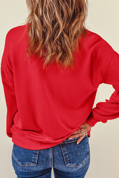 Chic red heart sweatshirt with XOXO print for Valentine's Day