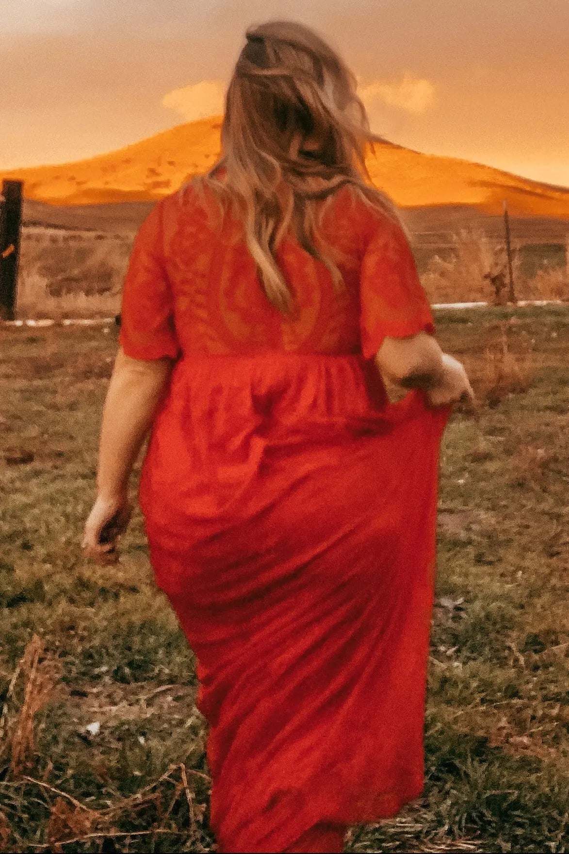 PinkBlush Red Lace Mesh Overlay Maxi Dress PinkBlush