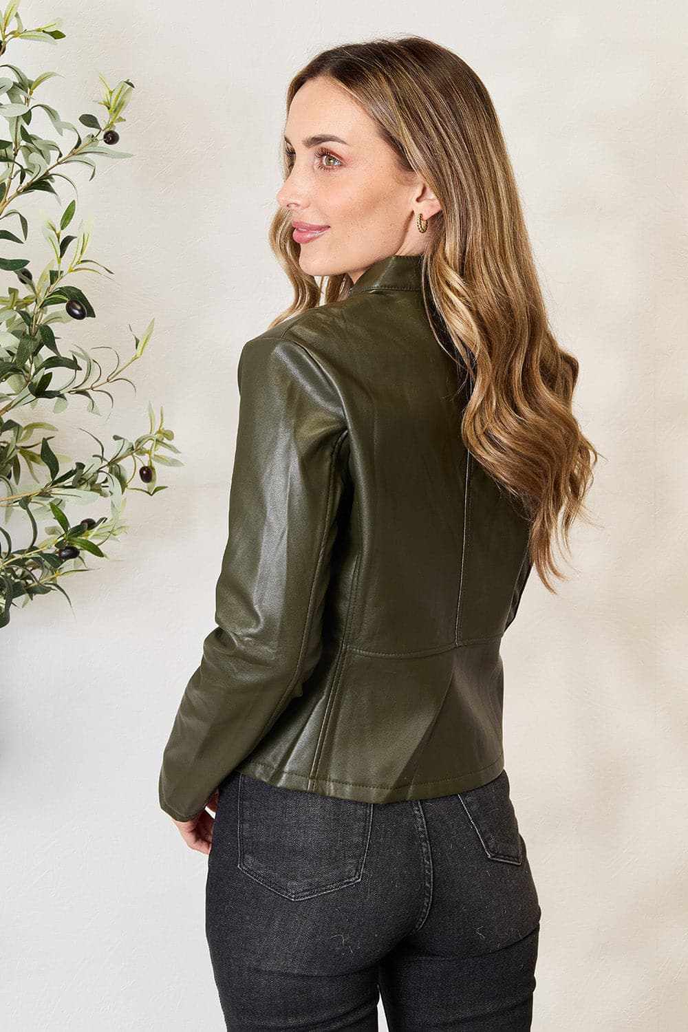 Chic mock neck zip-up jacket - Love Salve 