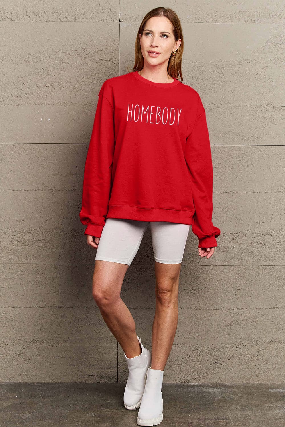 Simply Love Full Size HOMEBODY Graphic Sweatshirt.