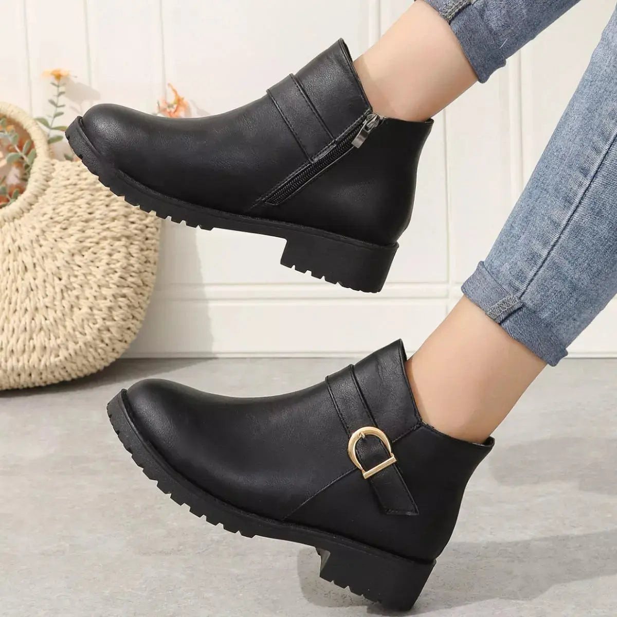 Round Toe Block Heels Boots Simply Love