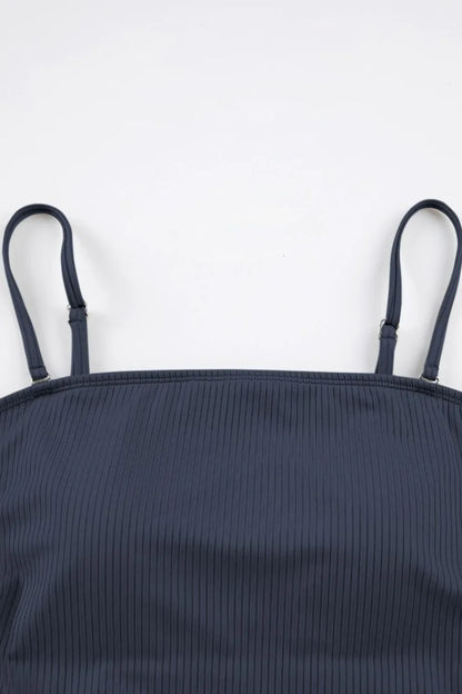 Ribbed Drawstring Sides Cutout One Piece Swimsuit