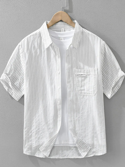 Men's Plus Size Breathable Striped Short Sleeve Shirt Simply Love