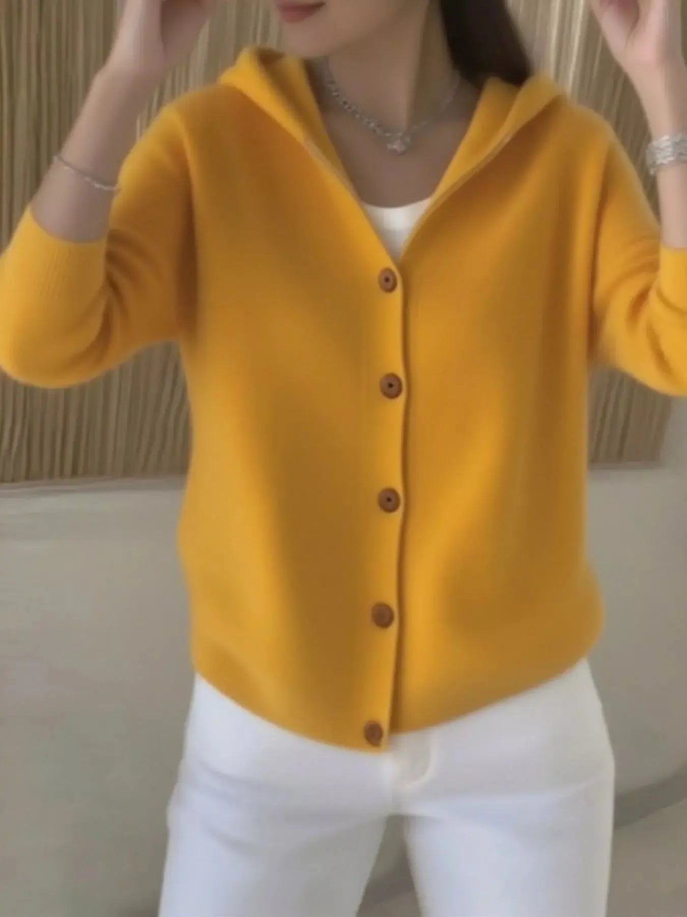 Full Size Hooded Button-Down Knit Cardigan Plus Size Simply Love
