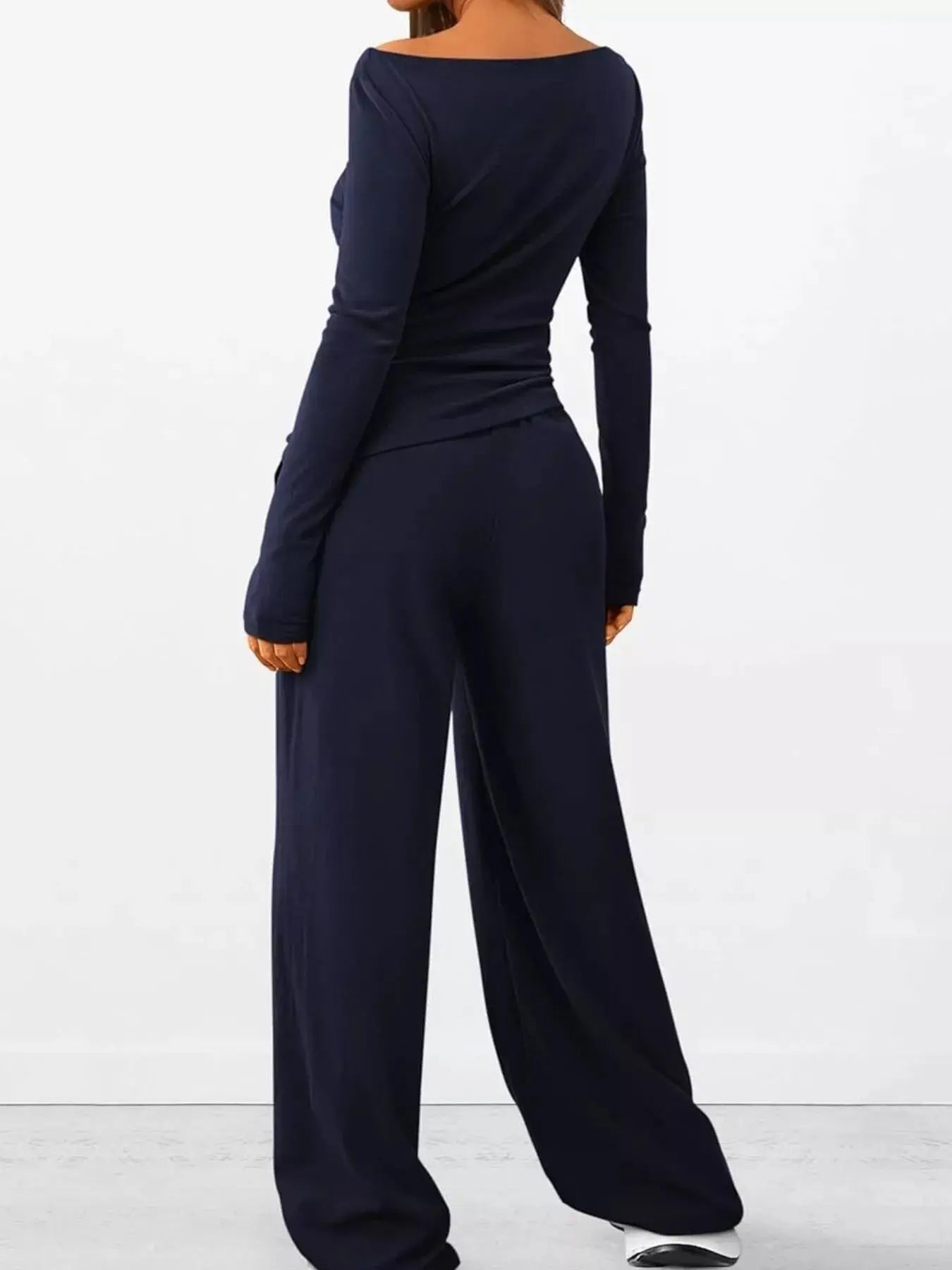Long Sleeve Top and Wide Leg Pants Set Simply Love