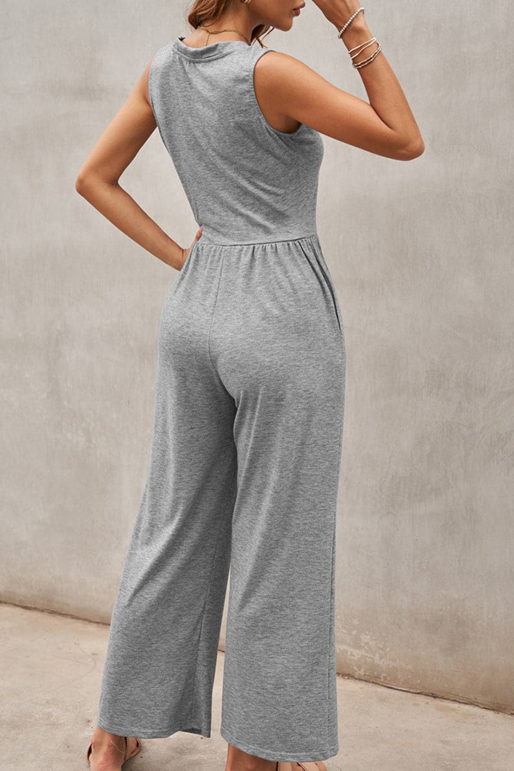 Full Size Scoop Neck Wide Strap Jumpsuit.