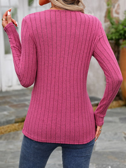 Elegant long sleeve tee with buttons