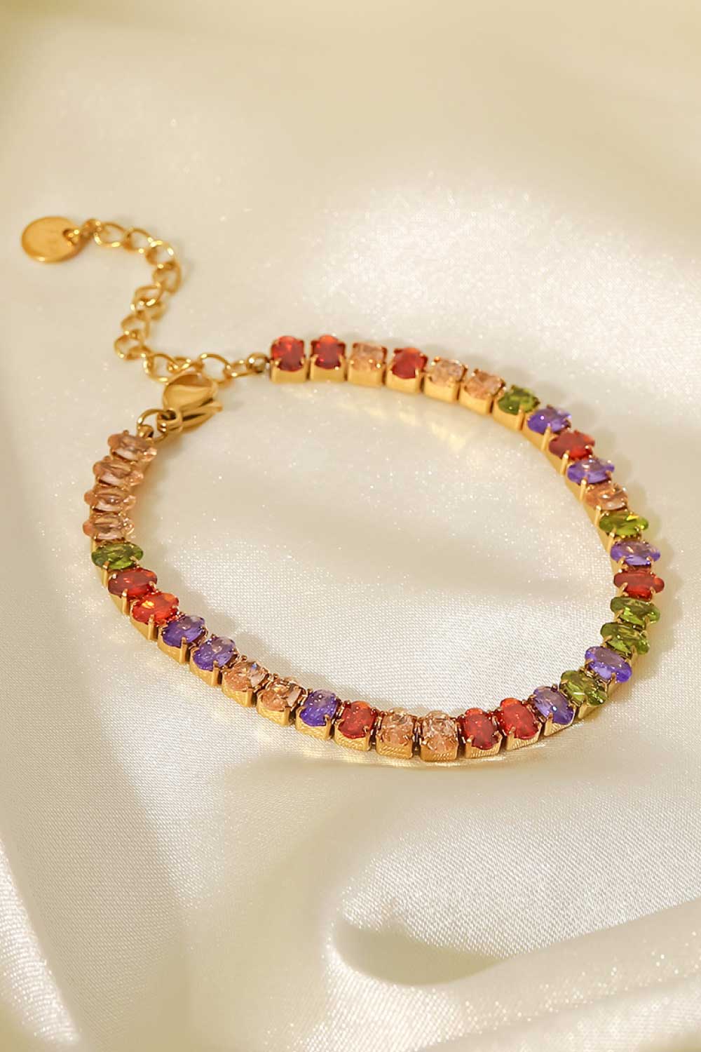 18K Gold Plated Multicolored Zircon Bracelet.