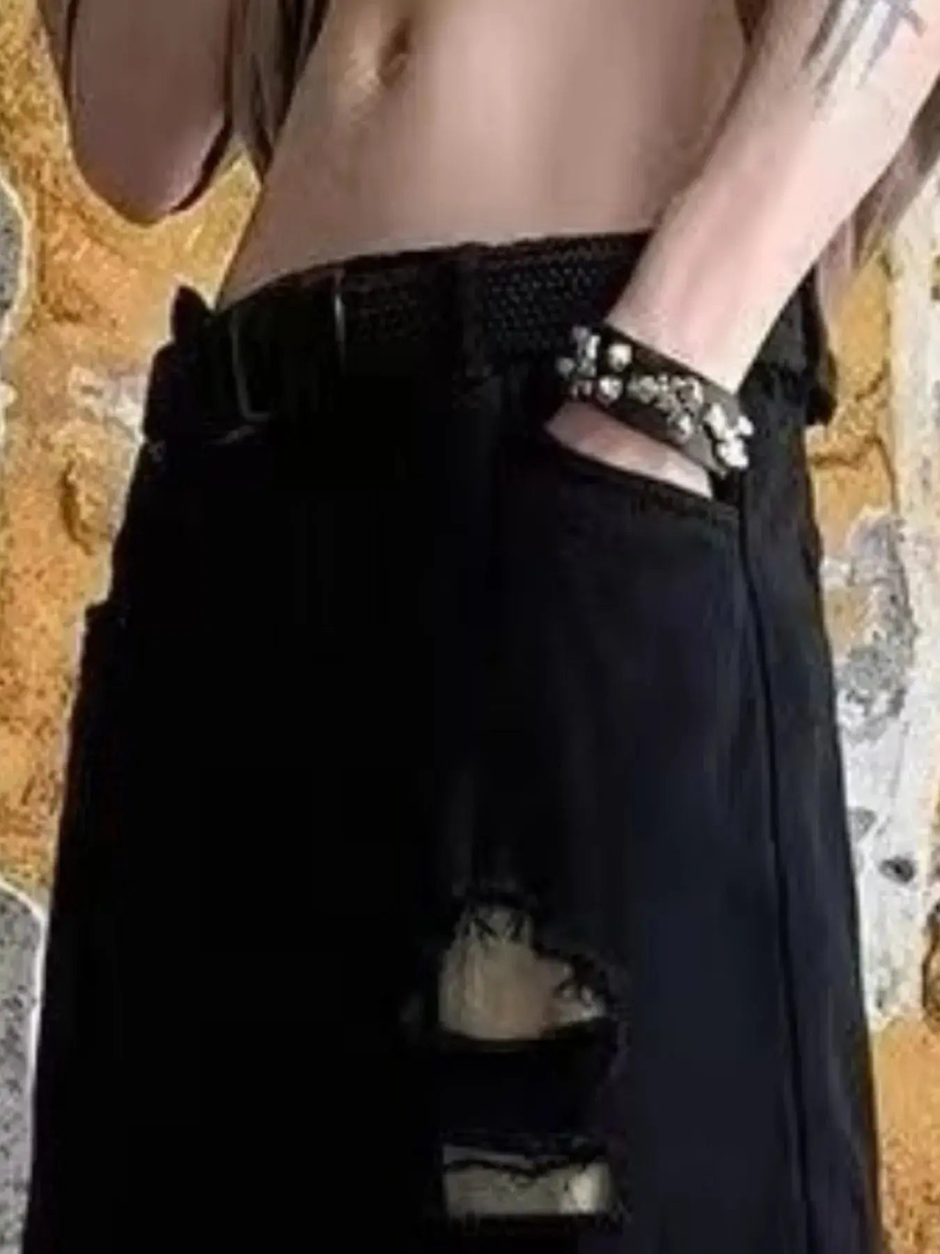 Men's Plus Size Two-Tone Ripped Wide Leg Jeans Simply Love