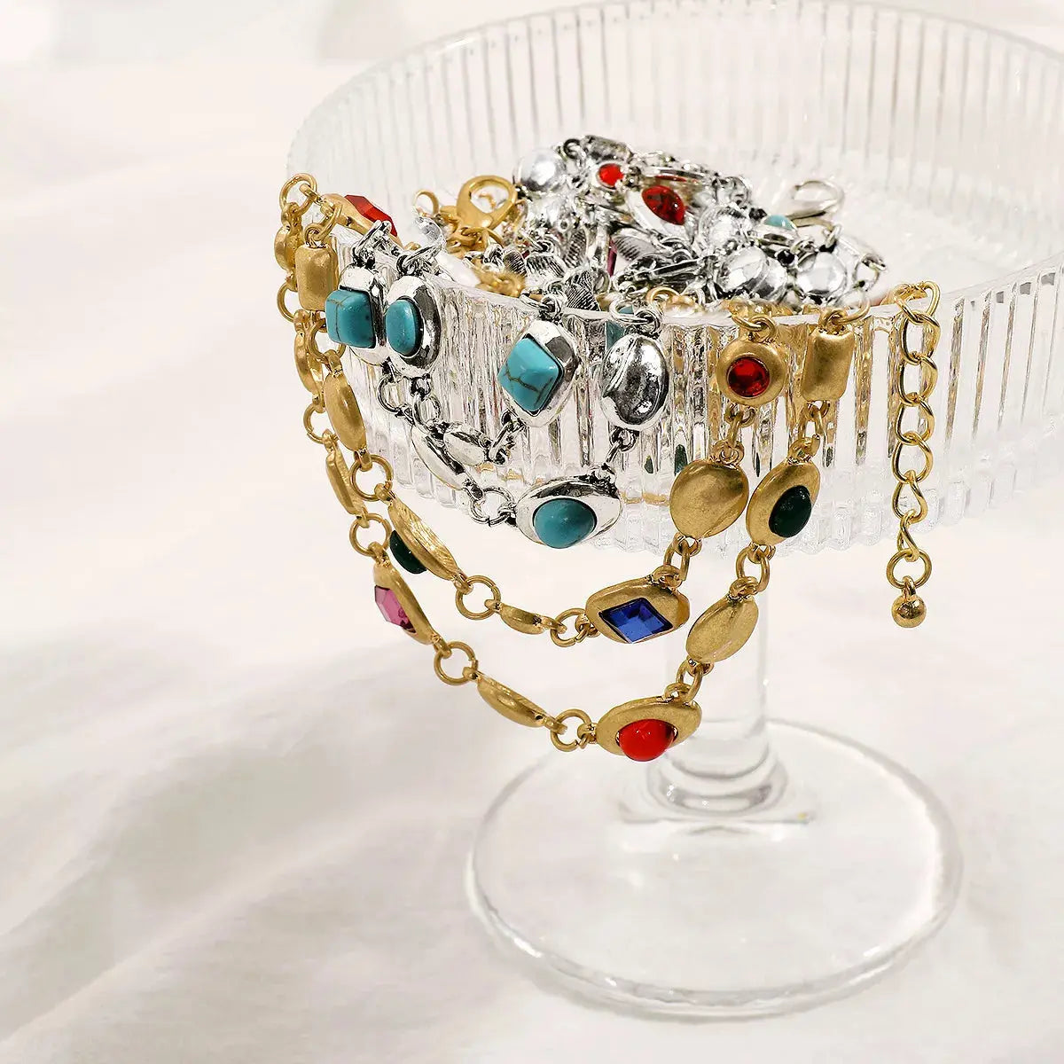 Vintage Multi-Gemstone Double Layered Necklace Simply Love