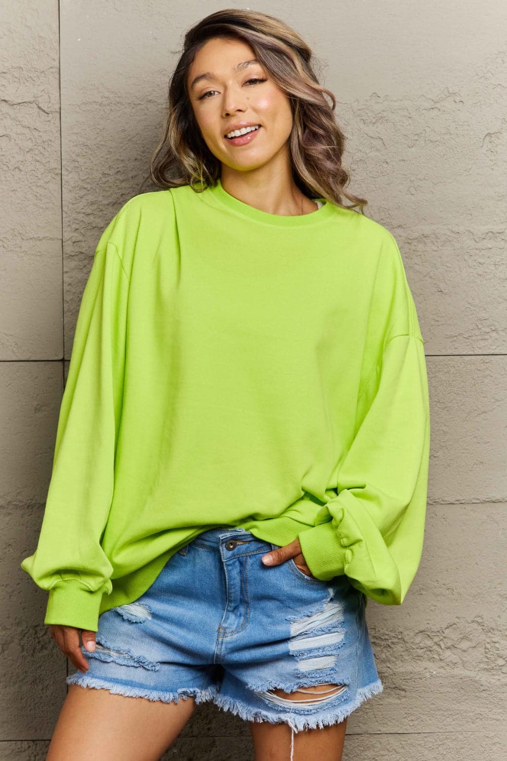 Cozy chic round neck long sleeve sweatshirt