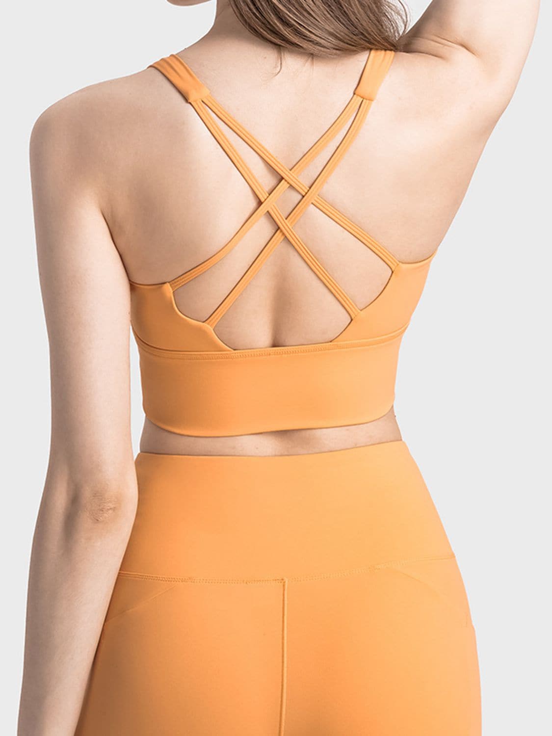 Scoop Neck Crisscross Straps Sports Bra.