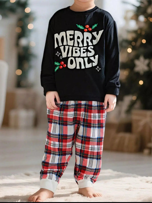 Merry Vibes Only Christmas Pajama Set For Kids Two Piece Simply Love