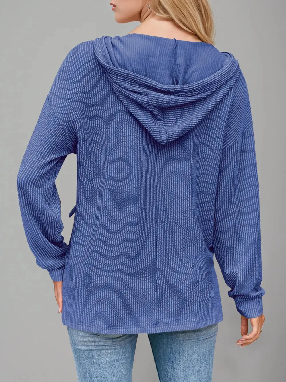 Double Take Drawstring Dropped Shoulder Long Sleeve Hoodie - Love Salve