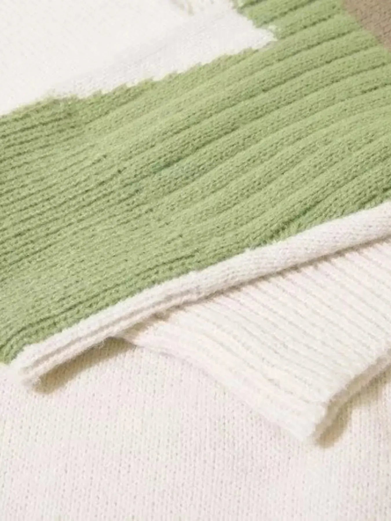 Men's Contrast Round Neck Long Sleeve Sweater Simply Love