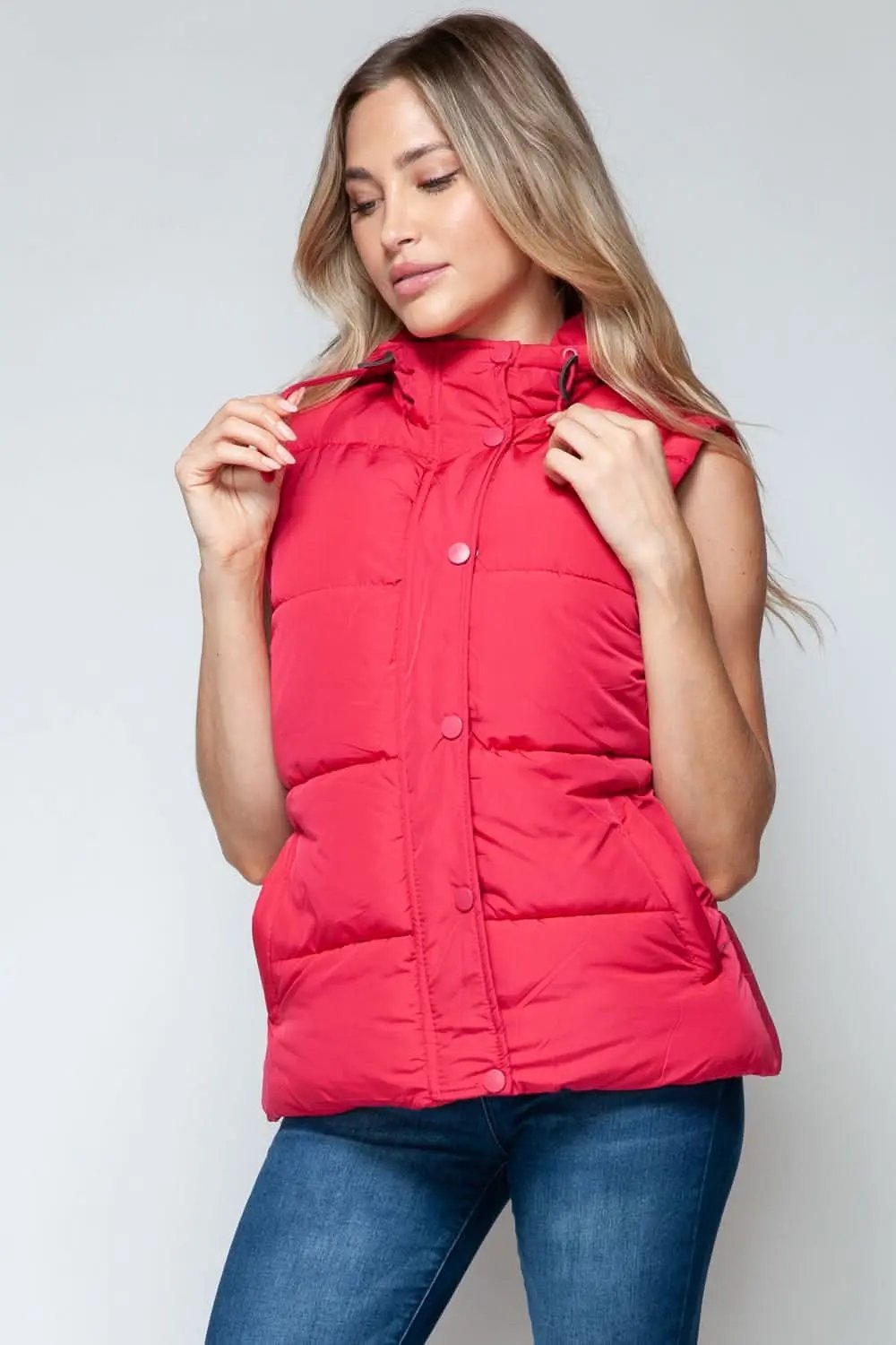 Snobbish hooded vest with zip and snap closures - Love Salve 