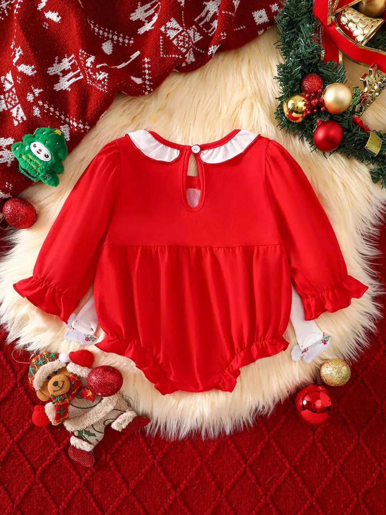 Children's Christmas Theme Bodysuit with Ruffled Simply Love