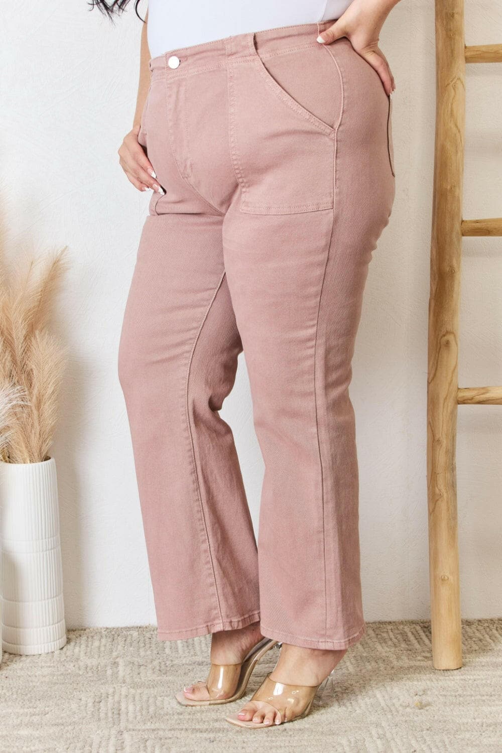 RISEN Full Size High Rise Ankle Flare Jeans.