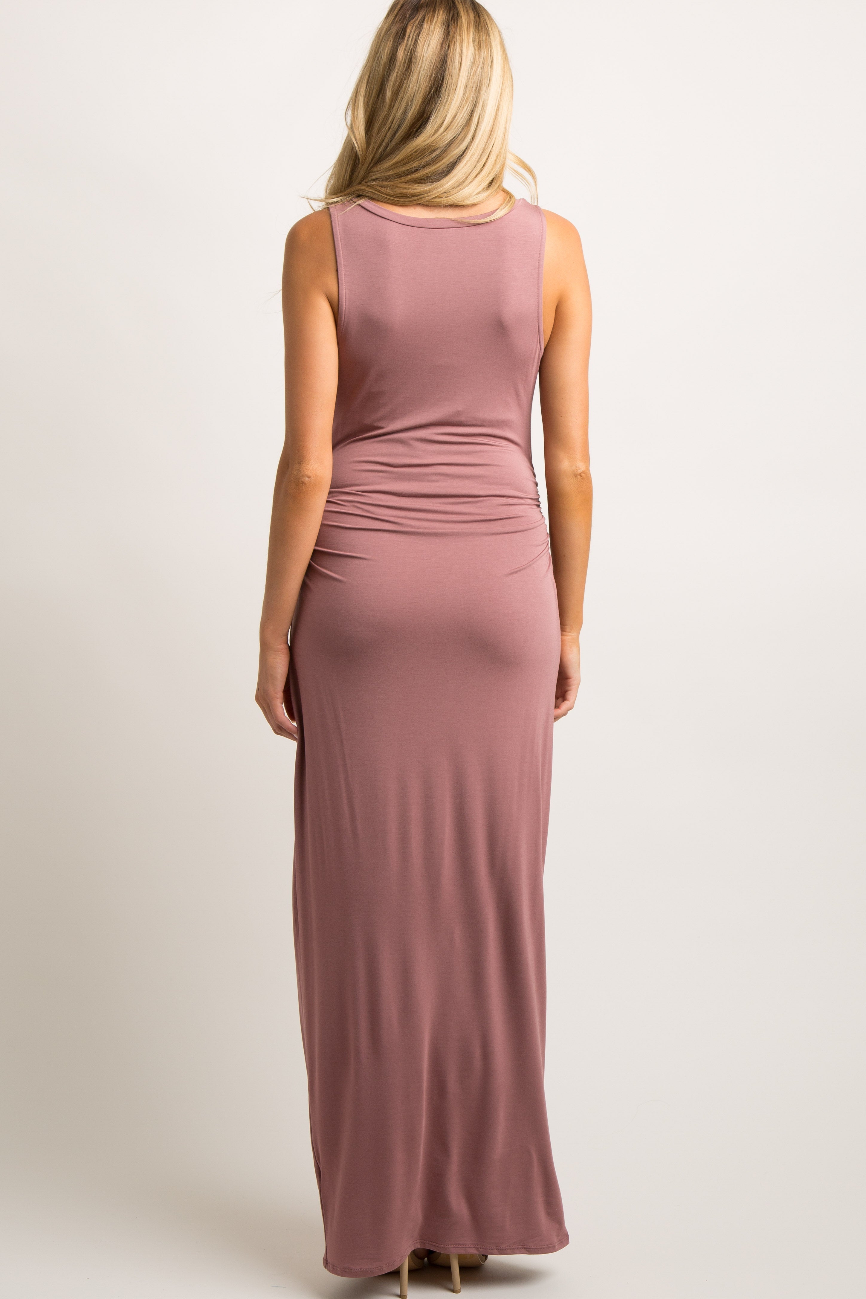 PinkBlush Mauve Sleeveless Fitted Maternity Maxi Dress PinkBlush