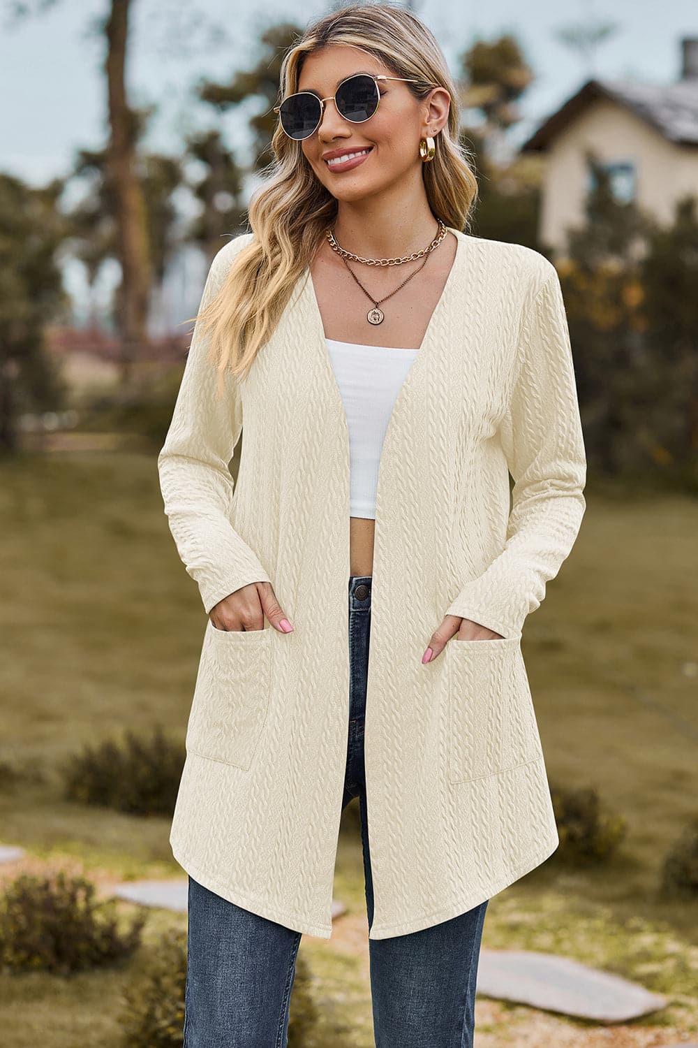 Open Front Long Sleeve Cardigan.