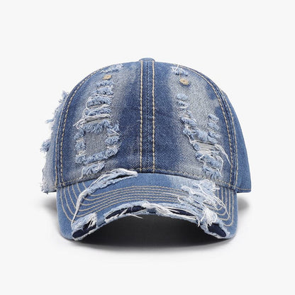 Distressed Adjustable Cotton Baseball Cap.