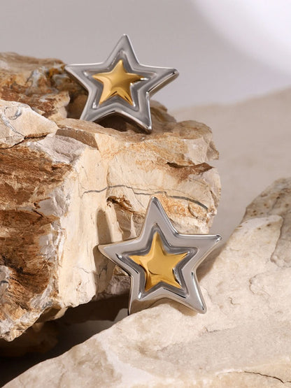 Chic 18K gold-plated stainless steel star stud earrings