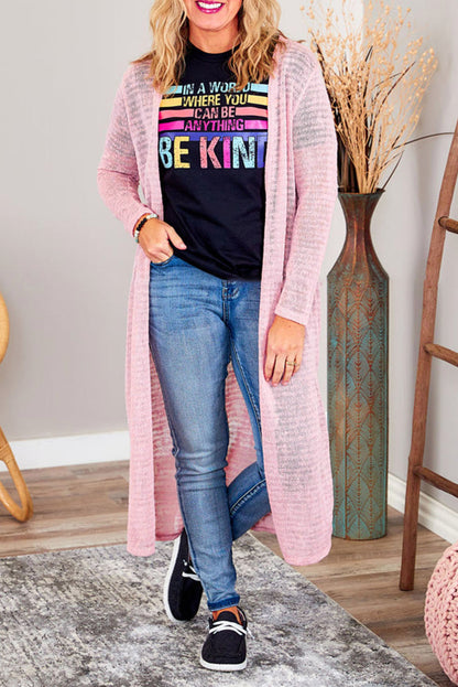 Chic pink plus size sheer cardigan