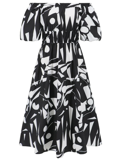 Printed Off-Shoulder Balloon Sleeve DressStep into Style with our Printed Off-Shoulder Balloon Sleeve Dress
 
 
Chic and Trendy: Elevate your wardrobe with this stylish off-shoulder dress featuring balloon Love Salve -Shoulder Balloon Sleeve DressColor