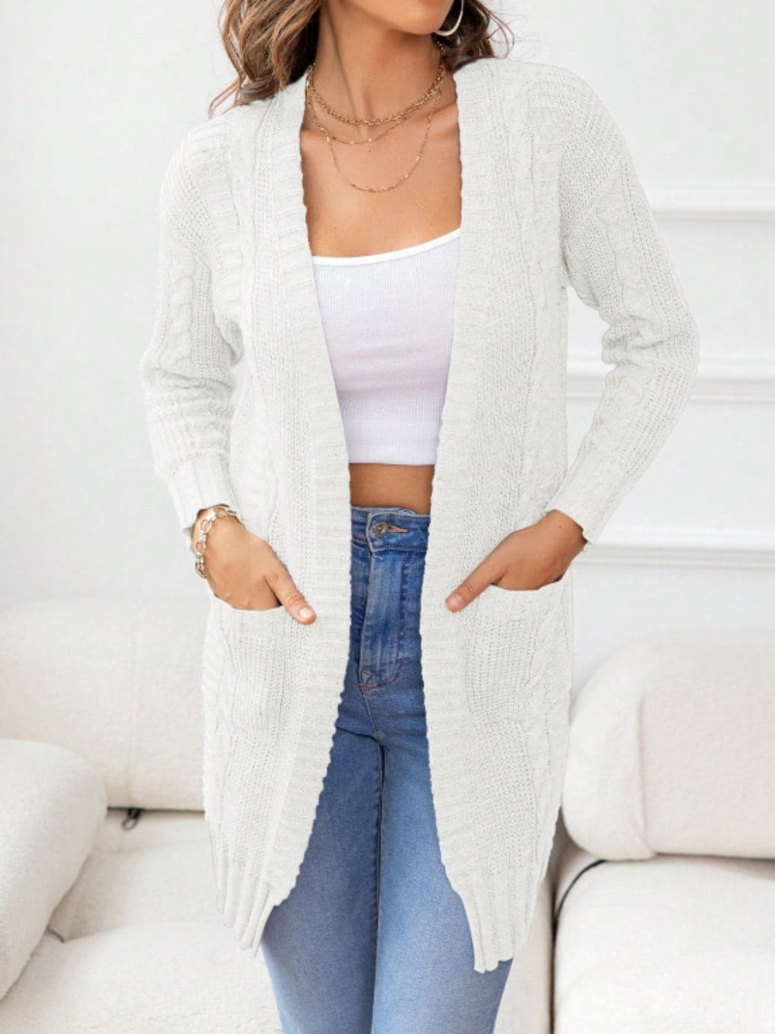 Open Front Long Sleeve Cardigan.