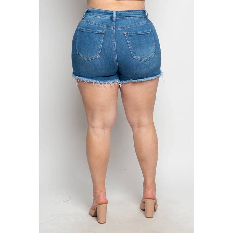 Cut-Off & Confident Plus Size Distressed Denim Shorts Coco’s Tee Boutique