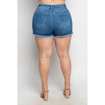 Cut-Off & Confident Plus Size Distressed Denim Shorts