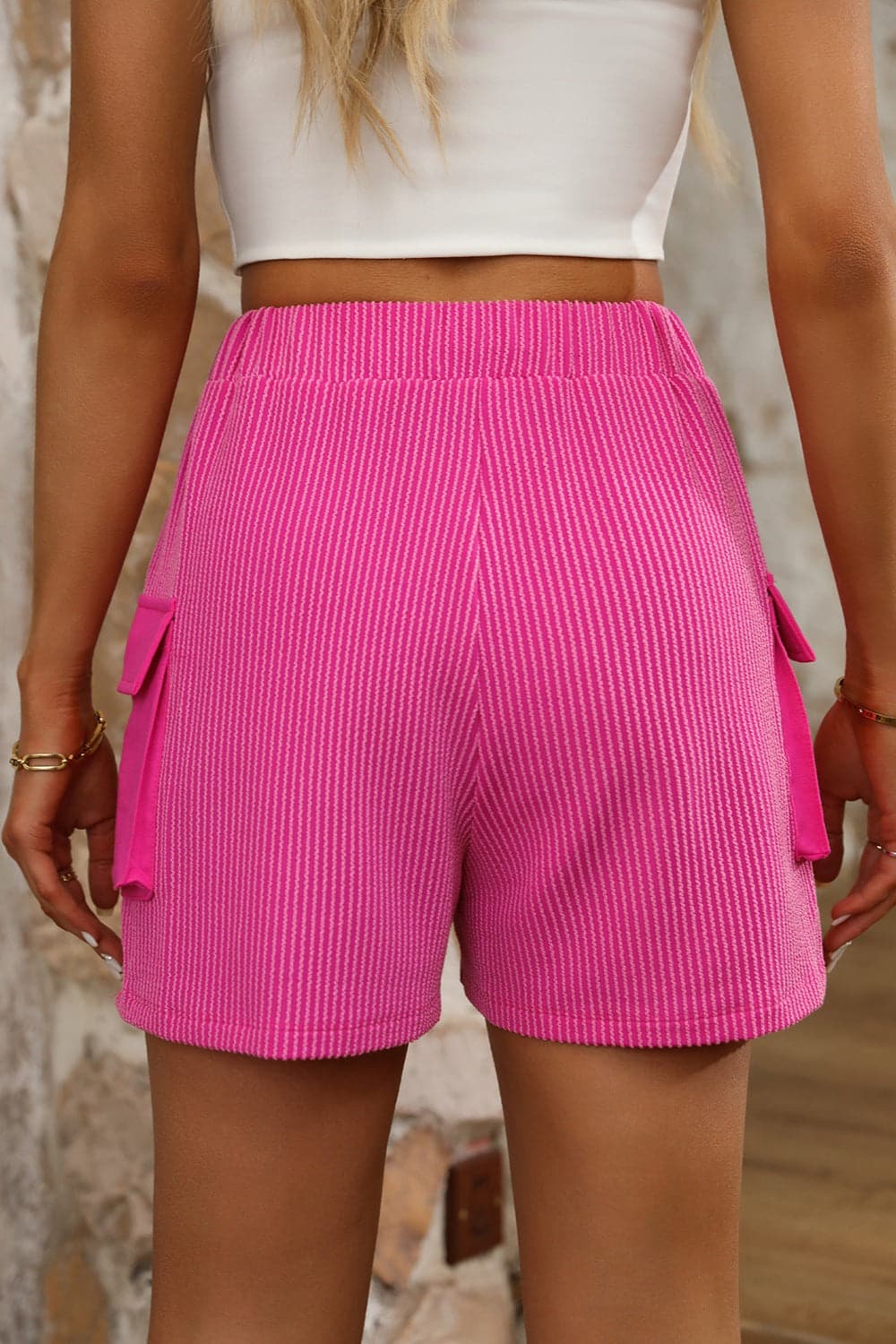 Drawstring High Waist Shorts.