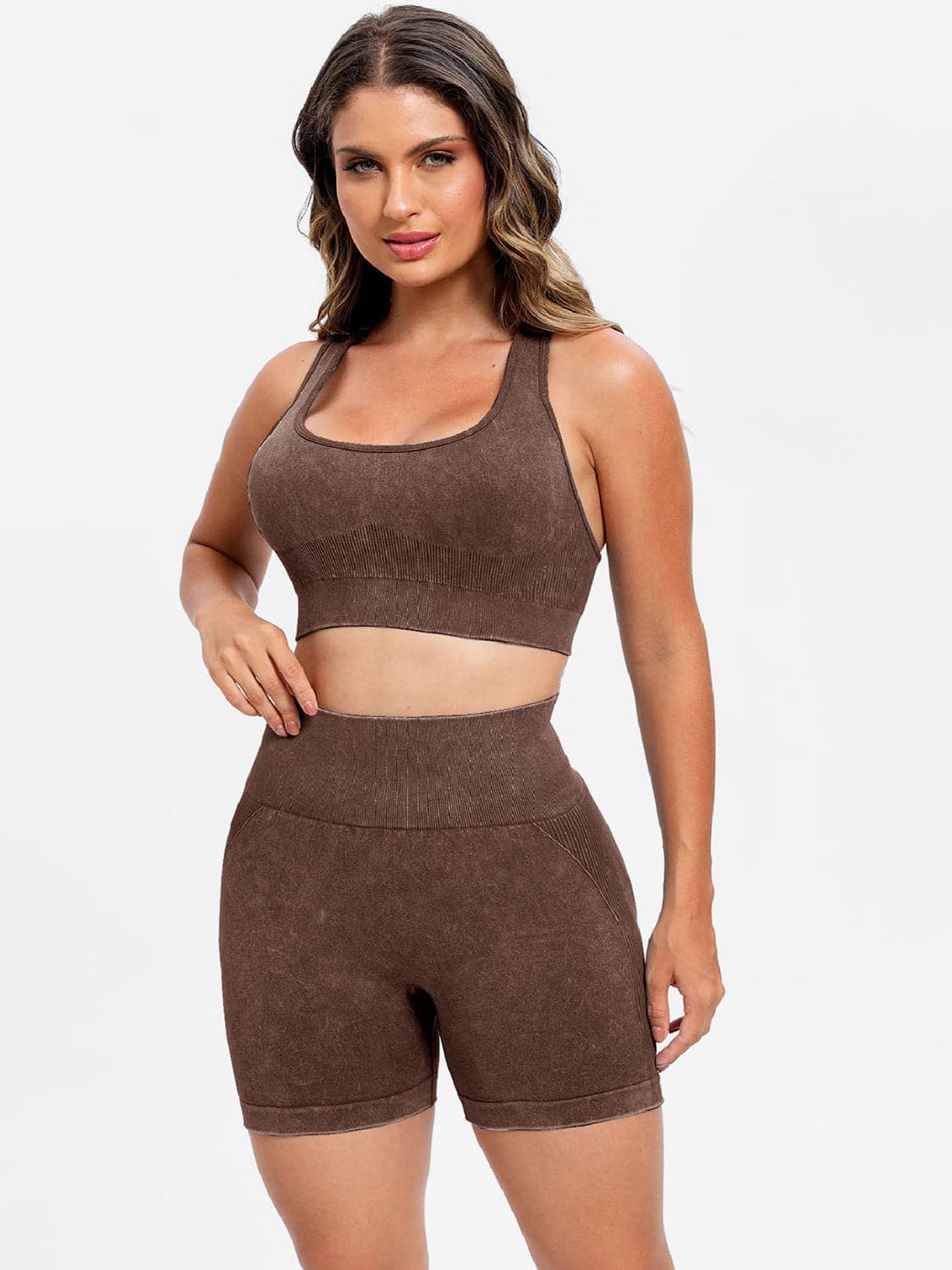 Scoop Neck Wide Strap Top and Shorts Active Set.