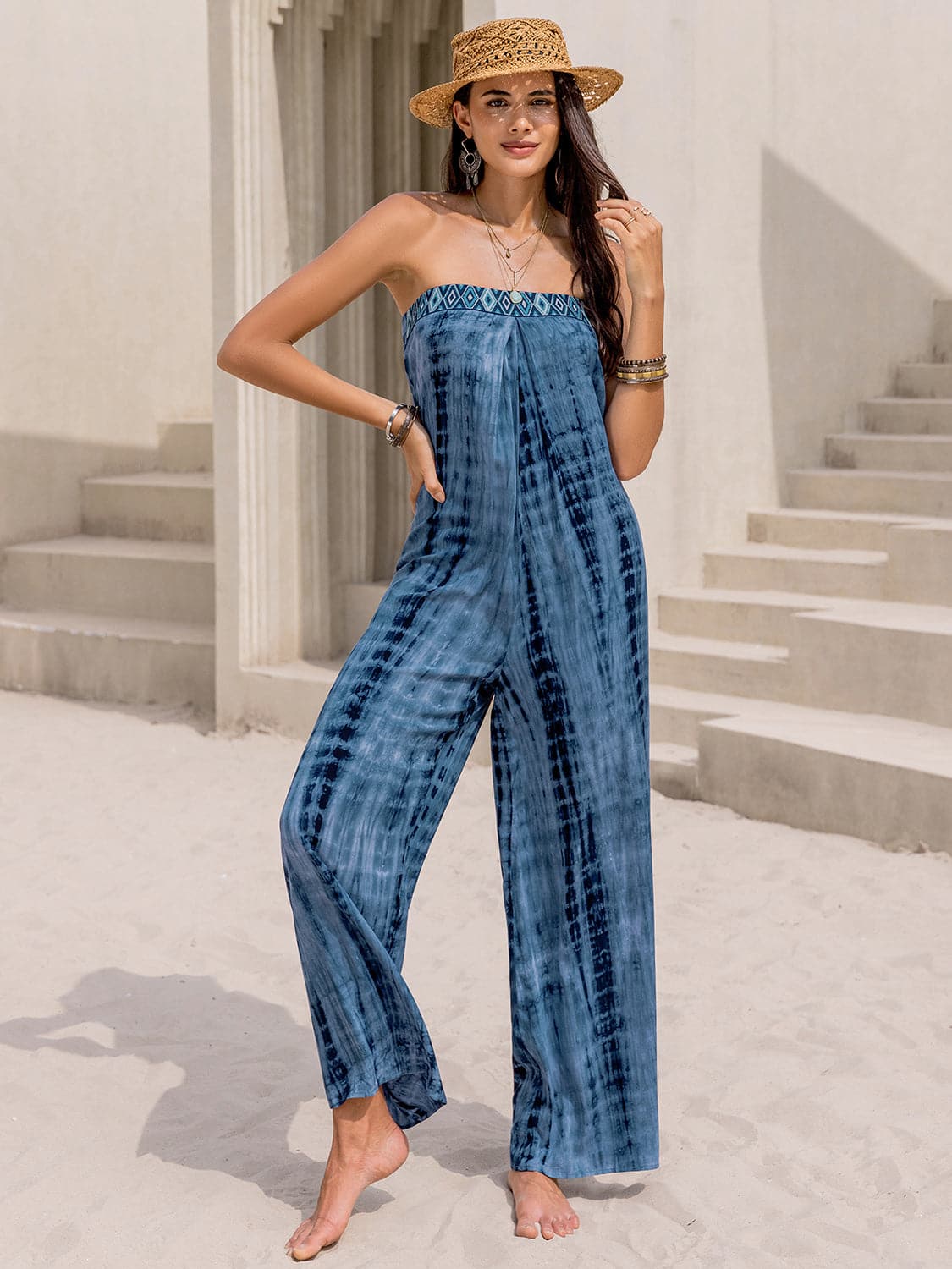 Tied Tube Wide Leg Jumpsuit.