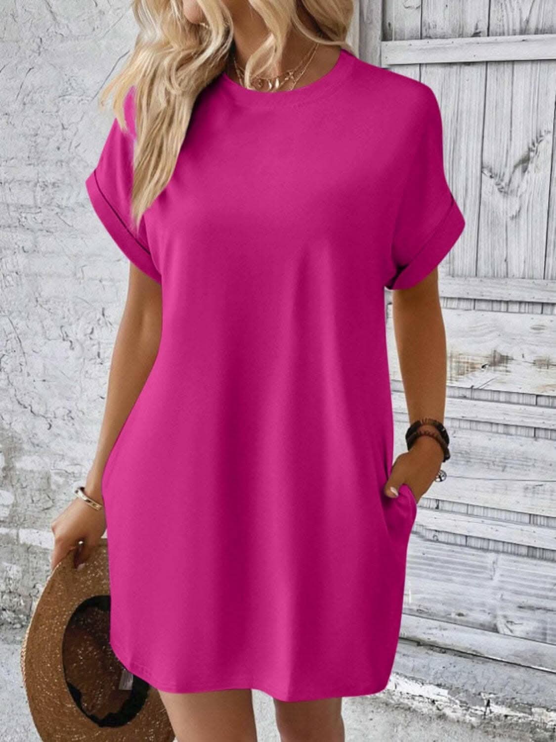 Chic round neck mini dress - Love Salve 