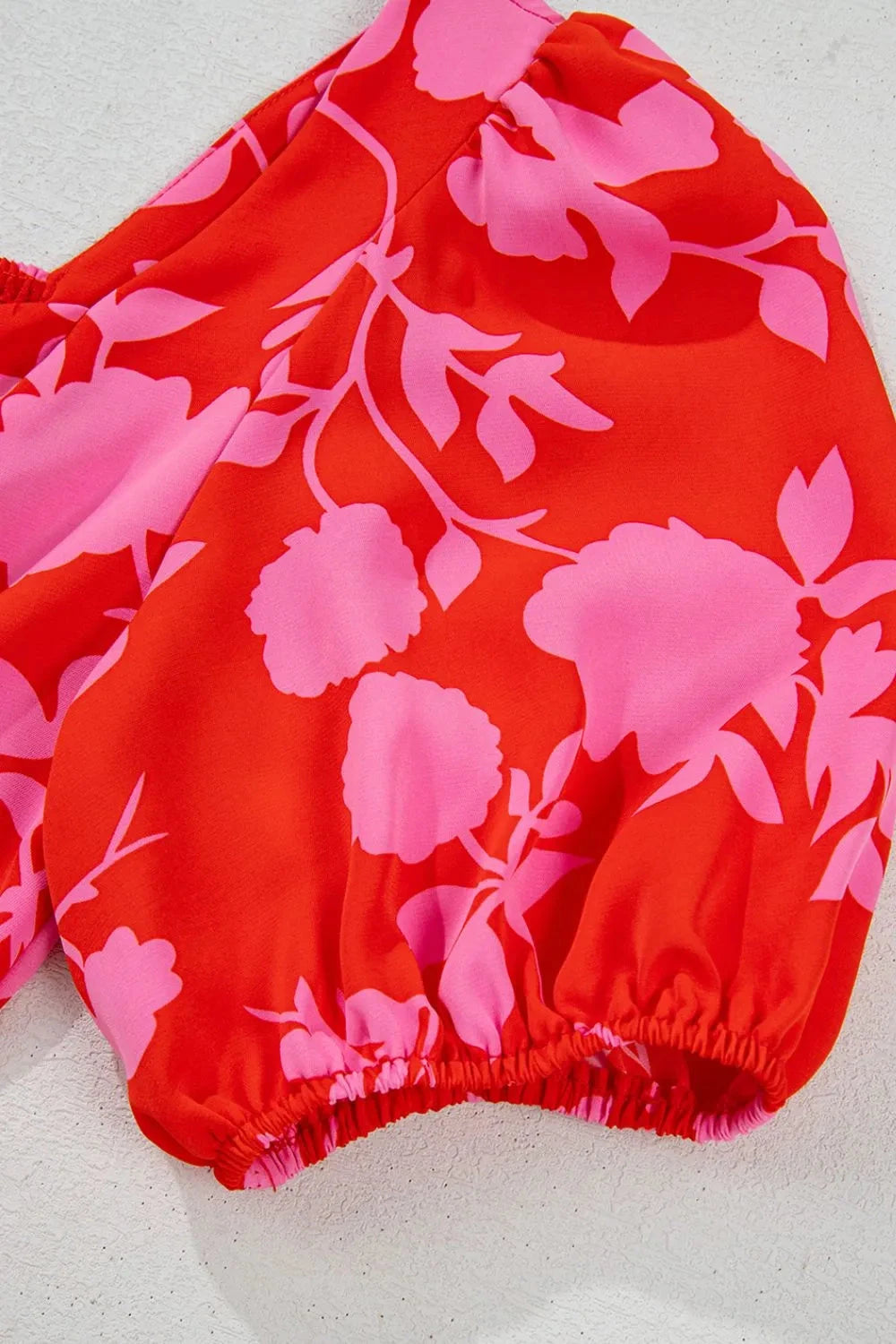 Floral Puff Sleeve Sweetheart Neck Ruffled Mini Dress Simply Love