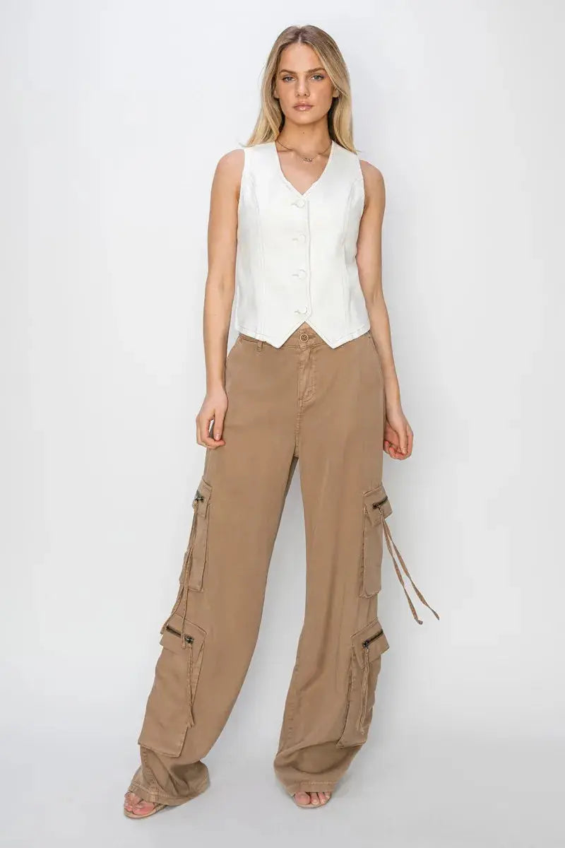 Risen V Neck Button Down Vest for Women Stylish Layering Piece - Love Salve 