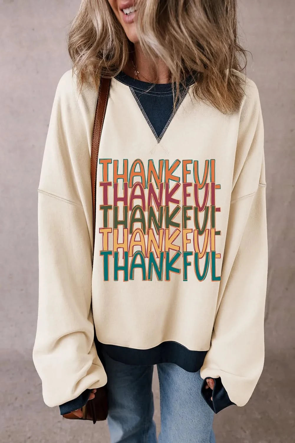 Grateful vibes round neck long sleeve sweatshirt