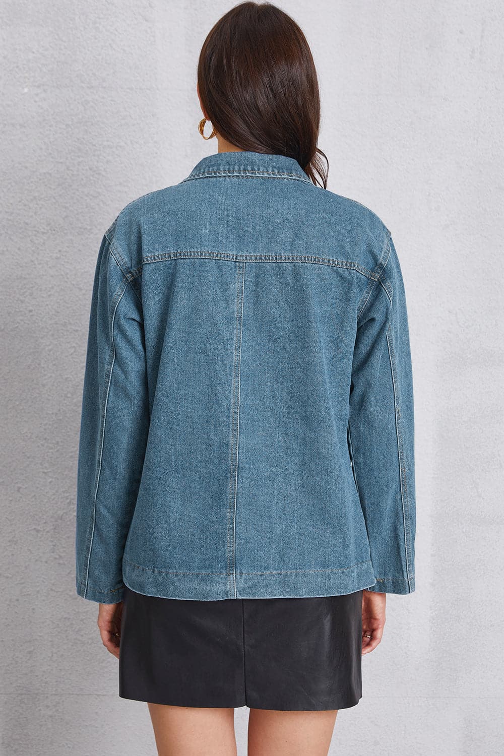 Pocketed Button Up Denim Jacket.